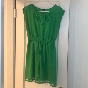 Green dress with laser cut outs
